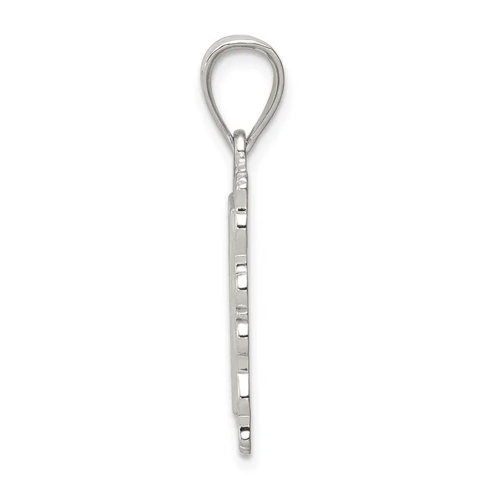 TreasureFineJewelers Sterling Silver Square Diamondcut Letter L Initial Pendant Necklaces