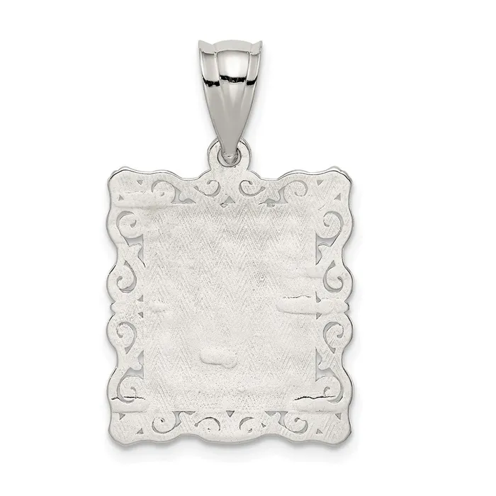 TreasureFineJewelers Sterling Silver Square Diamondcut Letter L Initial Pendant Necklaces