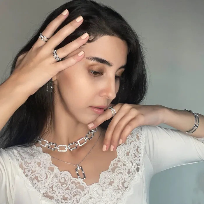 Trendolla Jewelry Necklaces Rectangular Chain Necklace Jasmine Breeze Collection Designed by Golnaz Niazmand