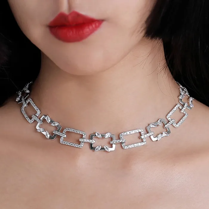 Trendolla Jewelry Necklaces Rectangular Chain Necklace Jasmine Breeze Collection Designed by Golnaz Niazmand