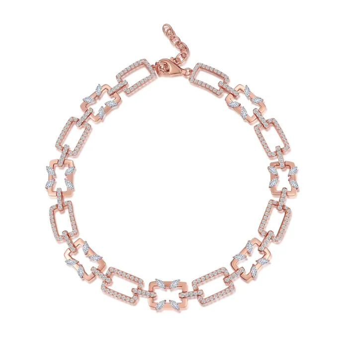 Trendolla Jewelry Necklaces Rectangular Chain Necklace Jasmine Breeze Collection Designed by Golnaz Niazmand