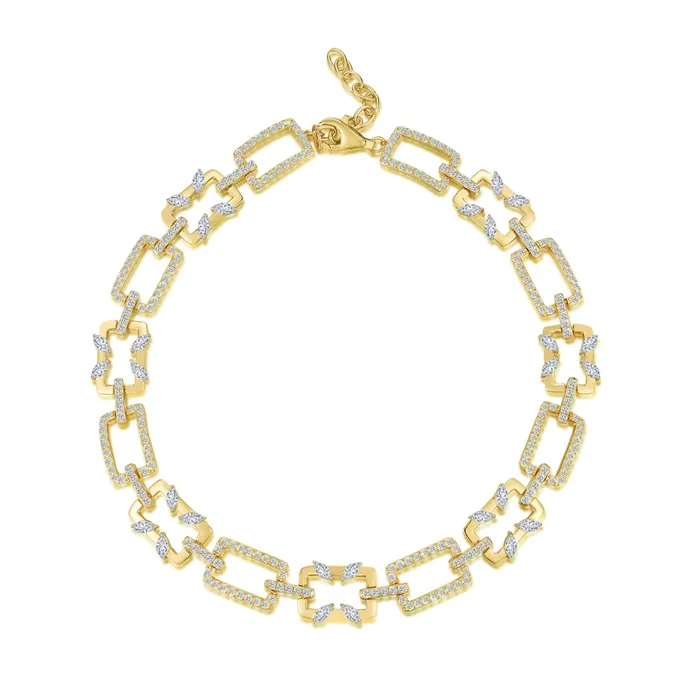 Trendolla Jewelry Necklaces Rectangular Chain Necklace Jasmine Breeze Collection Designed by Golnaz Niazmand