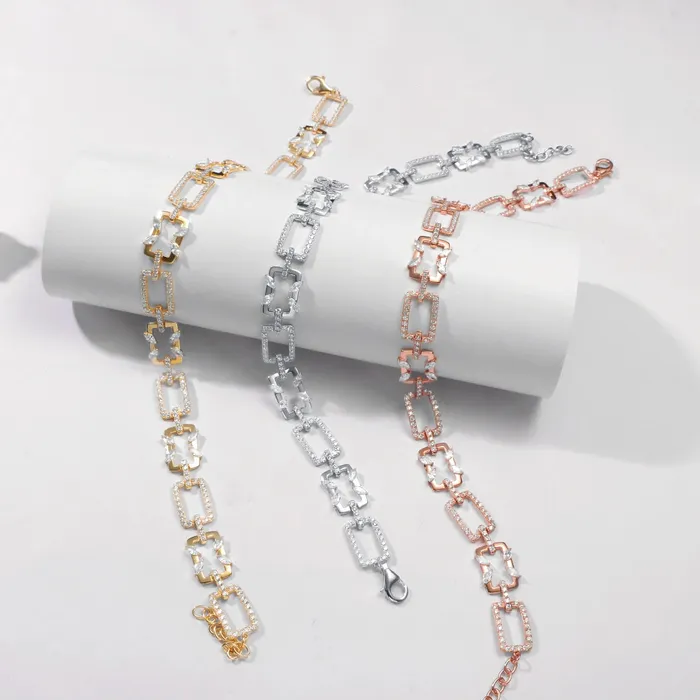 Trendolla Jewelry Necklaces Rectangular Chain Necklace Jasmine Breeze Collection Designed by Golnaz Niazmand