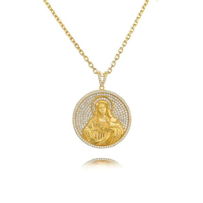 Trendolla Jewelry Necklaces Round Virgin Mary Medal Micropav Virgencita Necklace Trendolla Jewelry Necklaces Round Virgin Mary Medal Micropav Virgencita Necklace