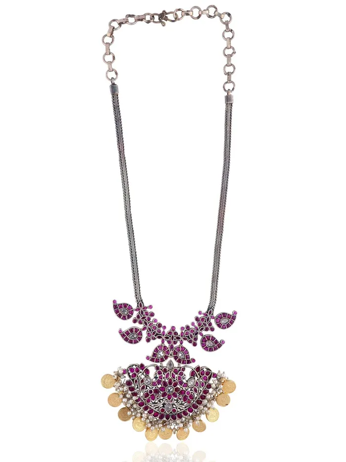 Aria Dual Tone Pink Paisley Coin Necklace Set Curio Cottage Necklaces Aria Dual Tone Pink Paisley Coin Necklace Set Curio Cottage Necklaces