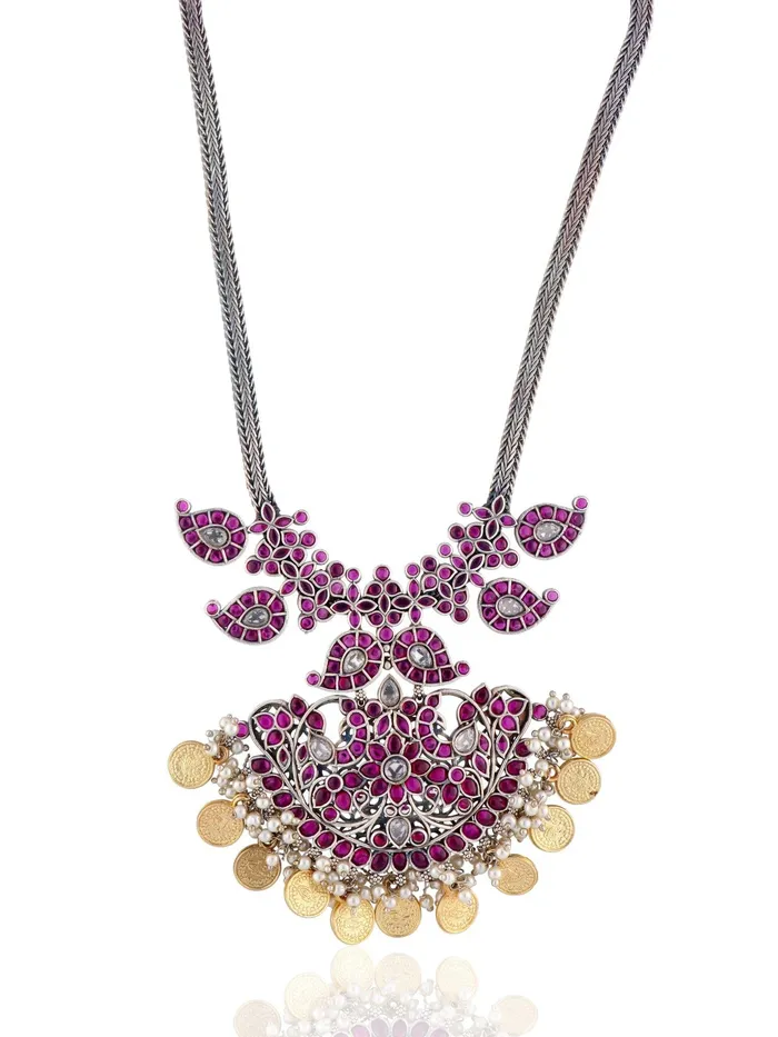 Aria Dual Tone Pink Paisley Coin Necklace Set Curio Cottage Necklaces Aria Dual Tone Pink Paisley Coin Necklace Set Curio Cottage Necklaces