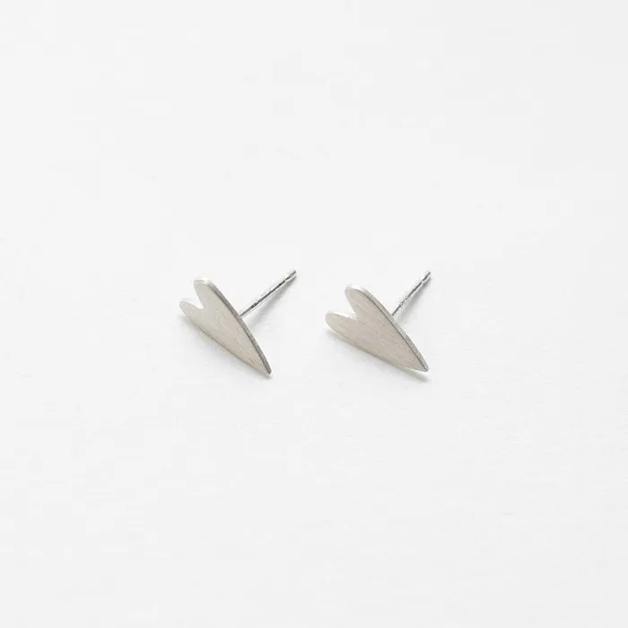 Brushed Silver Heart Studs Tashi Necklaces