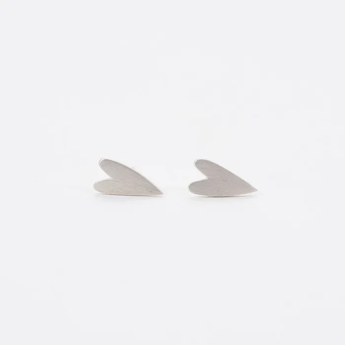 Brushed Silver Heart Studs Tashi Necklaces