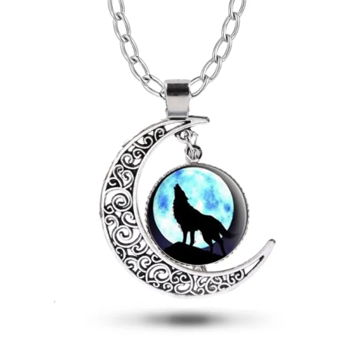 Crescent Moon Wolf Necklace Wolf Stuff Necklaces