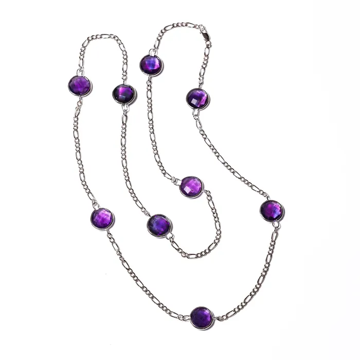 Four Peaks Mining Co Necklaces Round Faceted Amethyst Station Necklace