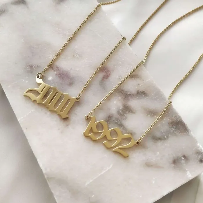 KHLOE JEWELS Ancient Old English Birth Year Necklace Necklaces