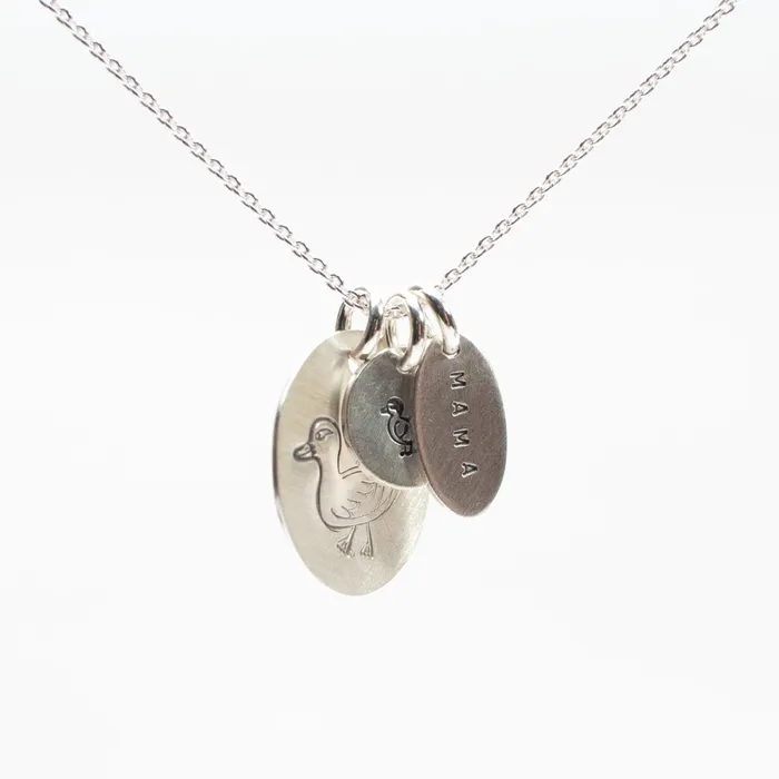 Necklaces Andrea Waines Mama Duck Silver Necklace