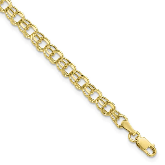 10k 7in 45mm Hollow Diamondcut Double Link Charm BraceletWBC10DOH217 WB Choice Jewelry Bracelets 10k 7in 45mm Hollow Diamondcut Double Link Charm BraceletWBC10DOH217 WB Choice Jewelry Bracelets