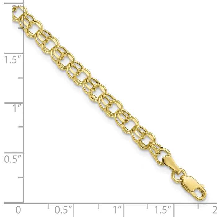 10k 7in 45mm Hollow Diamondcut Double Link Charm BraceletWBC10DOH217 WB Choice Jewelry Bracelets 10k 7in 45mm Hollow Diamondcut Double Link Charm BraceletWBC10DOH217 WB Choice Jewelry Bracelets