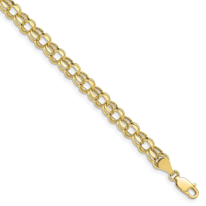 10k 7in 55mm Hollow Diamondcut Double Link Charm BraceletWBC10DOH227 WB Choice Jewelry Bracelets 10k 7in 55mm Hollow Diamondcut Double Link Charm BraceletWBC10DOH227 WB Choice Jewelry Bracelets