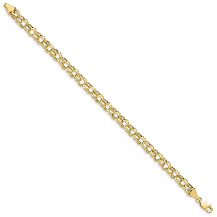 10k 7in 55mm Hollow Diamondcut Double Link Charm BraceletWBC10DOH227 WB Choice Jewelry Bracelets 10k 7in 55mm Hollow Diamondcut Double Link Charm BraceletWBC10DOH227 WB Choice Jewelry Bracelets
