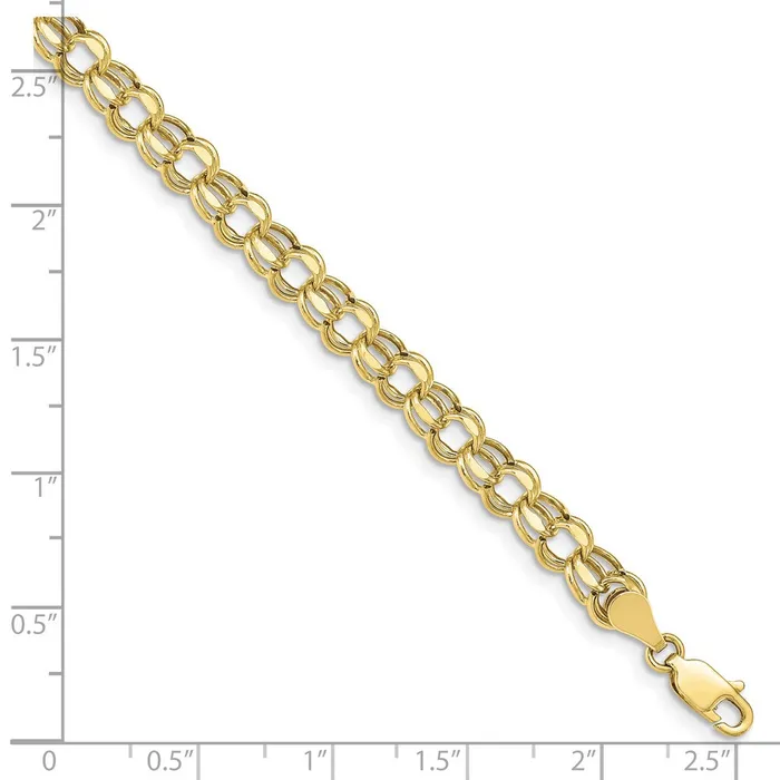 10k 7in 55mm Hollow Diamondcut Double Link Charm BraceletWBC10DOH227 WB Choice Jewelry Bracelets 10k 7in 55mm Hollow Diamondcut Double Link Charm BraceletWBC10DOH227 WB Choice Jewelry Bracelets