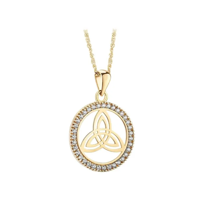 10K Gold CZ Round Trinity Knot Necklace Celtic Collections Necklaces