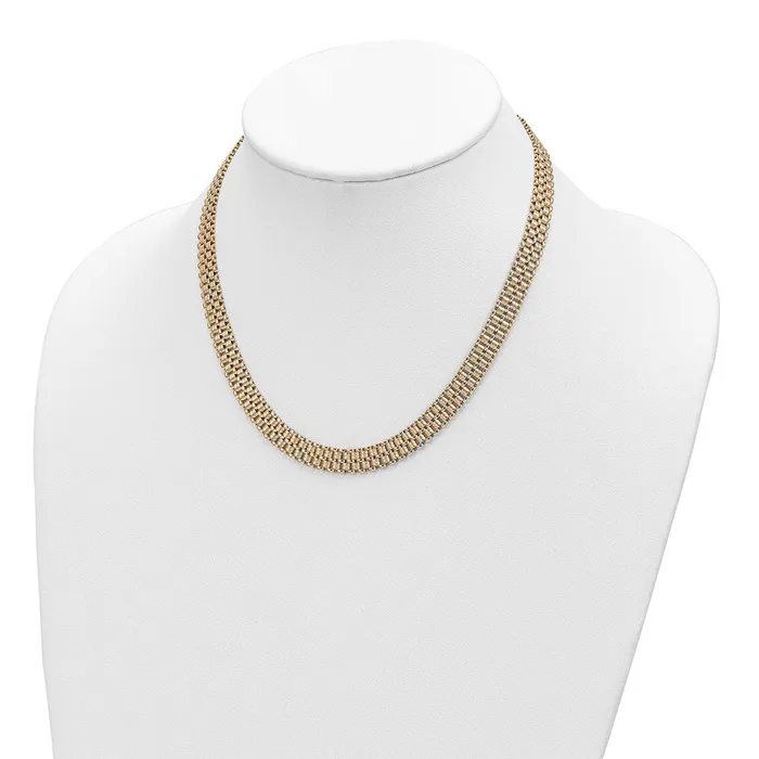 14K Brushed and Polished Basket Weave Pattern 17in NecklaceWBCSF281417 WB Choice Jewelry Necklaces