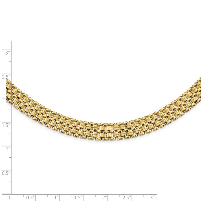 14K Brushed and Polished Basket Weave Pattern 17in NecklaceWBCSF281417 WB Choice Jewelry Necklaces