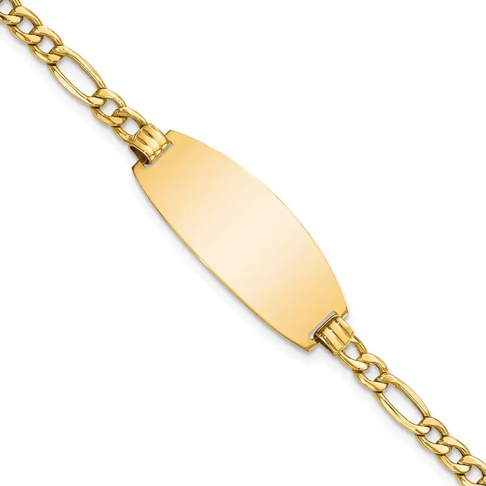 14k Semisolid Oval Figaro ID BraceletWBCLID927 WB Choice Jewelry Bracelets 14k Semisolid Oval Figaro ID BraceletWBCLID927 WB Choice Jewelry Bracelets