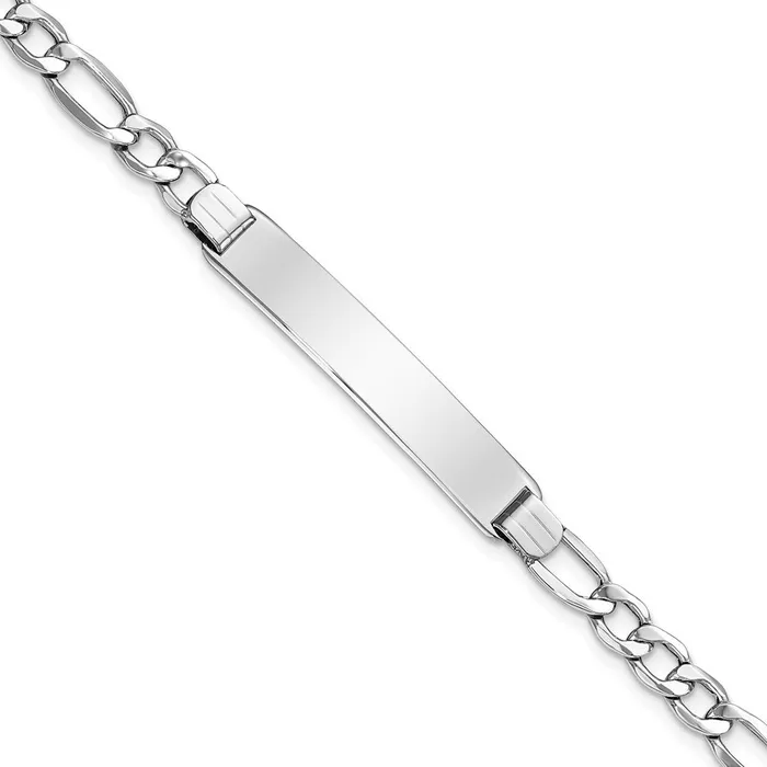 14K WG Polished SemiSolid Figaro ID BraceletWBCDCID135W8 WB Choice Jewelry Bracelets 14K WG Polished SemiSolid Figaro ID BraceletWBCDCID135W8 WB Choice Jewelry Bracelets