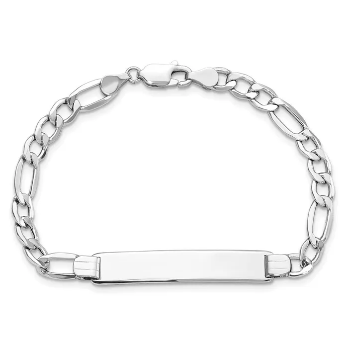 14K WG Polished SemiSolid Figaro ID BraceletWBCDCID135W8 WB Choice Jewelry Bracelets 14K WG Polished SemiSolid Figaro ID BraceletWBCDCID135W8 WB Choice Jewelry Bracelets