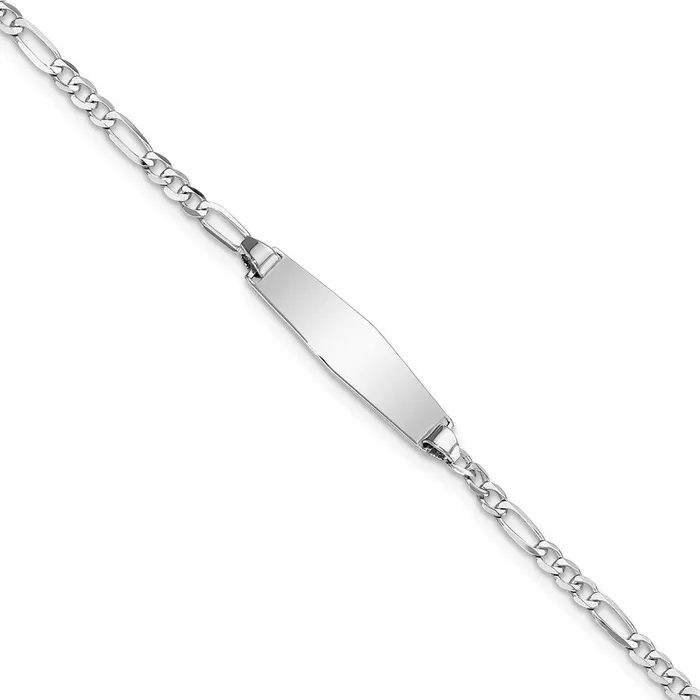 14k WG Soft Diamond Shape Figaro Link ID BraceletWBCFG60IDCW7 WB Choice Jewelry Bracelets 14k WG Soft Diamond Shape Figaro Link ID BraceletWBCFG60IDCW7 WB Choice Jewelry Bracelets