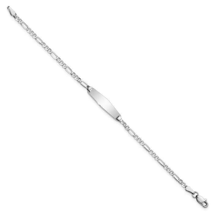 14k WG Soft Diamond Shape Figaro Link ID BraceletWBCFG60IDCW7 WB Choice Jewelry Bracelets 14k WG Soft Diamond Shape Figaro Link ID BraceletWBCFG60IDCW7 WB Choice Jewelry Bracelets