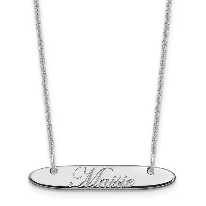 14K White Gold Small Polished Oblong Edwardian Script Bar NecklaceWBCXNA1216W WB Choice Jewelry Necklaces 14K White Gold Small Polished Oblong Edwardian Script Bar NecklaceWBCXNA1216W WB Choice Jewelry Necklaces