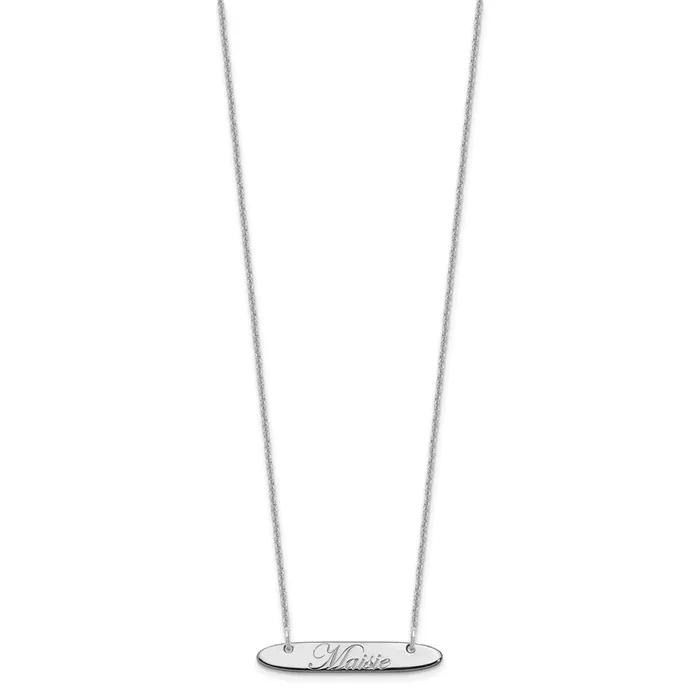 14K White Gold Small Polished Oblong Edwardian Script Bar NecklaceWBCXNA1216W WB Choice Jewelry Necklaces 14K White Gold Small Polished Oblong Edwardian Script Bar NecklaceWBCXNA1216W WB Choice Jewelry Necklaces