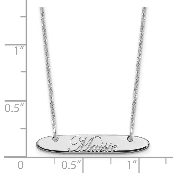 14K White Gold Small Polished Oblong Edwardian Script Bar NecklaceWBCXNA1216W WB Choice Jewelry Necklaces 14K White Gold Small Polished Oblong Edwardian Script Bar NecklaceWBCXNA1216W WB Choice Jewelry Necklaces