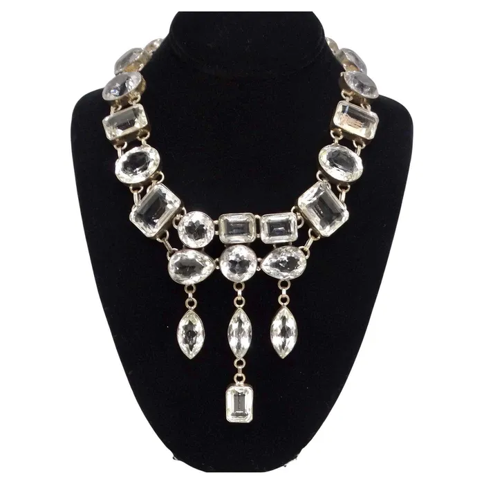 1990s Silver Crystal Necklace Vintage by Misty Necklaces