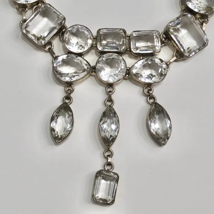 1990s Silver Crystal Necklace Vintage by Misty Necklaces