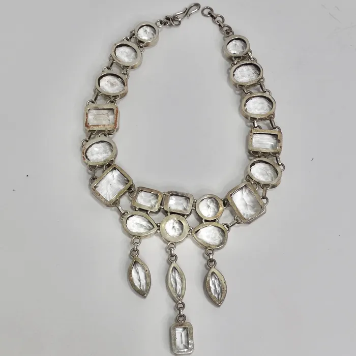 1990s Silver Crystal Necklace Vintage by Misty Necklaces
