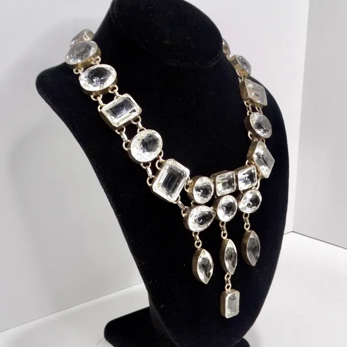 1990s Silver Crystal Necklace Vintage by Misty Necklaces