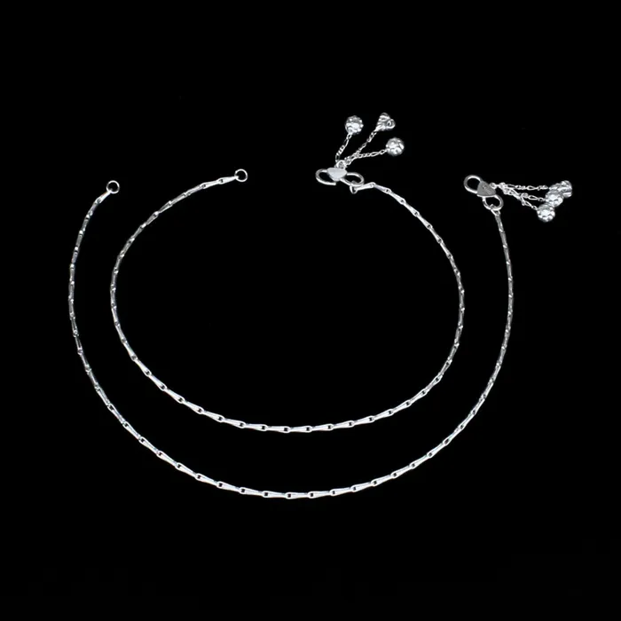 925 Sterling Silver Indian women Modern Anklets Bracelet Pair 103 Karizma Jewels Bracelets