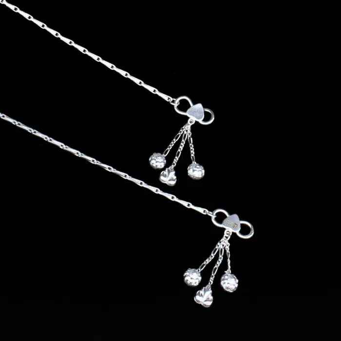 925 Sterling Silver Indian women Modern Anklets Bracelet Pair 103 Karizma Jewels Bracelets