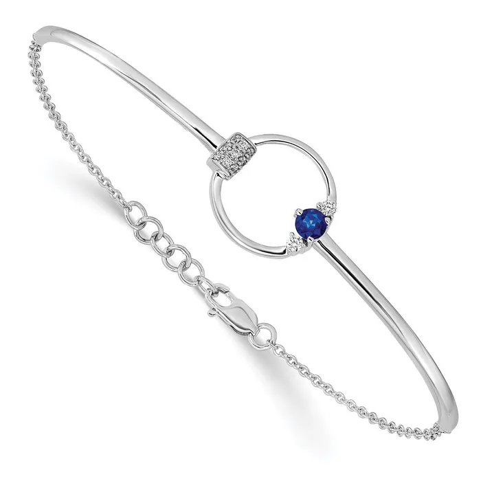 Bracelets 14k White Diamond and Blue Sapphire Circle 7in w5in ext BraceletWBCBM6886SA009WA WB Choice Jewelry Bracelets 14k White Diamond and Blue Sapphire Circle 7in w5in ext BraceletWBCBM6886SA009WA WB Choice Jewelry