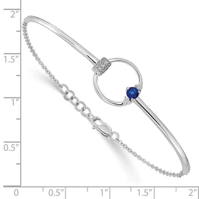 Bracelets 14k White Diamond and Blue Sapphire Circle 7in w5in ext BraceletWBCBM6886SA009WA WB Choice Jewelry Bracelets 14k White Diamond and Blue Sapphire Circle 7in w5in ext BraceletWBCBM6886SA009WA WB Choice Jewelry