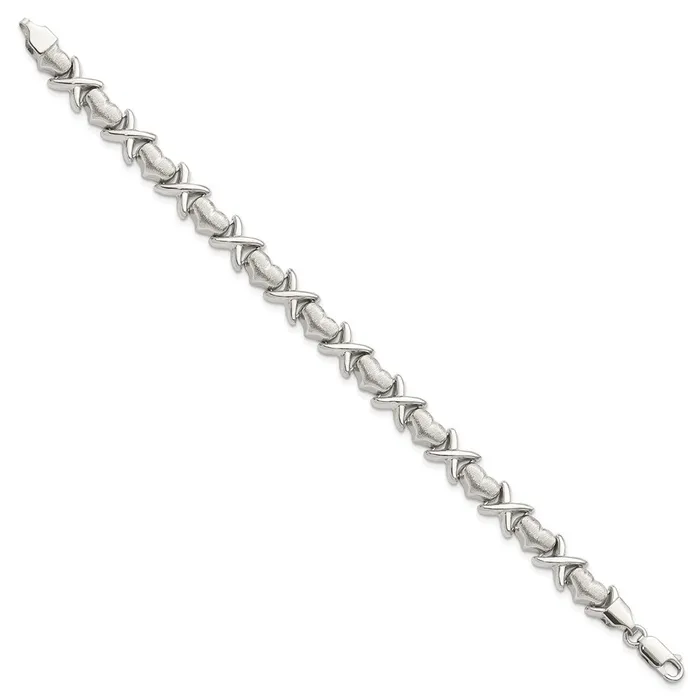 Bracelets Sterling Silver Polished and Satin X and Hearts BraceletWBCQG33118 WB Choice Jewelry Bracelets Sterling Silver Polished and Satin X and Hearts BraceletWBCQG33118 WB Choice Jewelry