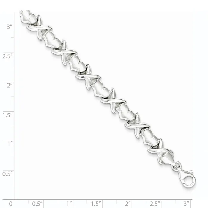 Bracelets Sterling Silver Polished and Satin X and Hearts BraceletWBCQG33118 WB Choice Jewelry Bracelets Sterling Silver Polished and Satin X and Hearts BraceletWBCQG33118 WB Choice Jewelry