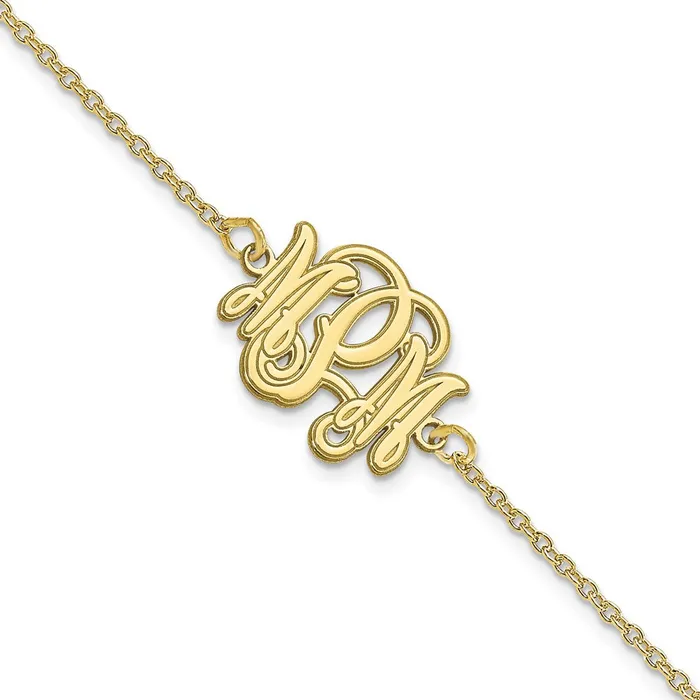 Bracelets WB Choice Jewelry 10KY Etched Outline Monogram BraceletWBC10XNA1266Y Bracelets WB Choice Jewelry 10KY Etched Outline Monogram BraceletWBC10XNA1266Y