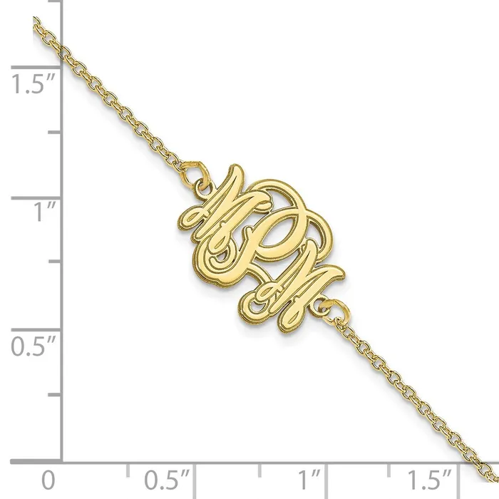 Bracelets WB Choice Jewelry 10KY Etched Outline Monogram BraceletWBC10XNA1266Y Bracelets WB Choice Jewelry 10KY Etched Outline Monogram BraceletWBC10XNA1266Y
