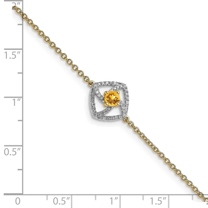 Bracelets WB Choice Jewelry 14k Polished Diamond and Citrine Squares 7in BraceletWBCBM6900CI014YA Bracelets WB Choice Jewelry 14k Polished Diamond and Citrine Squares 7in BraceletWBCBM6900CI014YA
