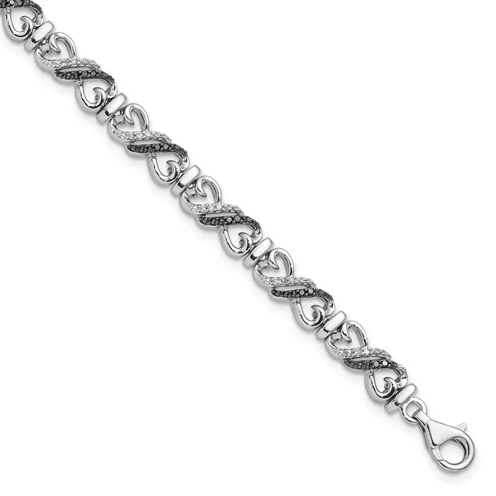 Bracelets WB Choice Jewelry Sterling Silver Black White Diamond BraceletWBCQDX1214 Bracelets WB Choice Jewelry Sterling Silver Black White Diamond BraceletWBCQDX1214
