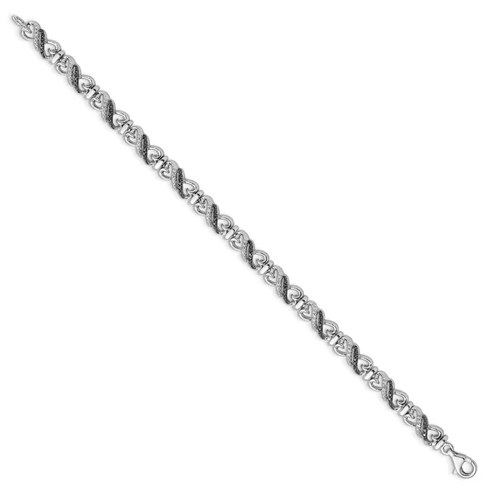 Bracelets WB Choice Jewelry Sterling Silver Black White Diamond BraceletWBCQDX1214 Bracelets WB Choice Jewelry Sterling Silver Black White Diamond BraceletWBCQDX1214
