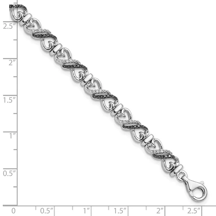 Bracelets WB Choice Jewelry Sterling Silver Black White Diamond BraceletWBCQDX1214 Bracelets WB Choice Jewelry Sterling Silver Black White Diamond BraceletWBCQDX1214