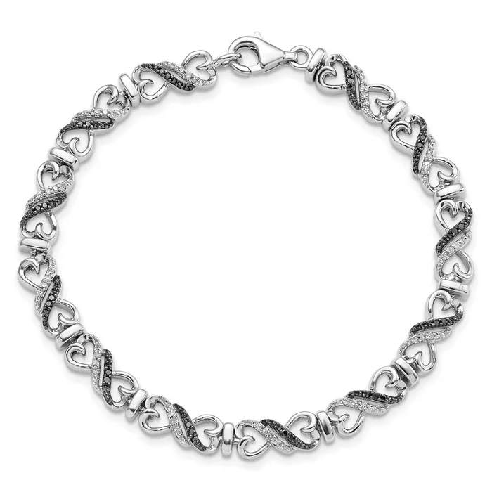 Bracelets WB Choice Jewelry Sterling Silver Black White Diamond BraceletWBCQDX1214 Bracelets WB Choice Jewelry Sterling Silver Black White Diamond BraceletWBCQDX1214