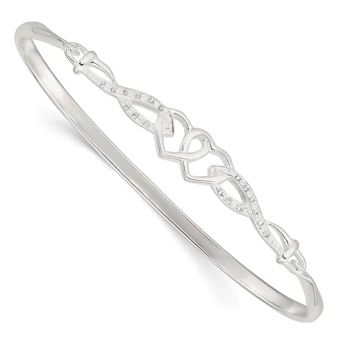Bracelets WB Choice Jewelry Sterling Silver CZ Hearts Bangle BraceletWBCQB1140 Bracelets WB Choice Jewelry Sterling Silver CZ Hearts Bangle BraceletWBCQB1140